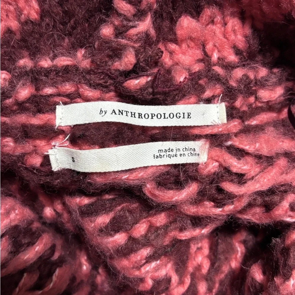 Anthropologie Ginny Oversized Pink/Maroon Cowl Neck Sweater - Picture 5 of 6